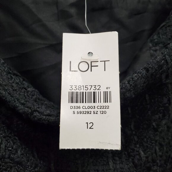 Ann Taylor LOFT Black Tweed Silver Button Nautical Faux Wrap‎ Kilt Skirt NWT 12 - Picture 7 of 10